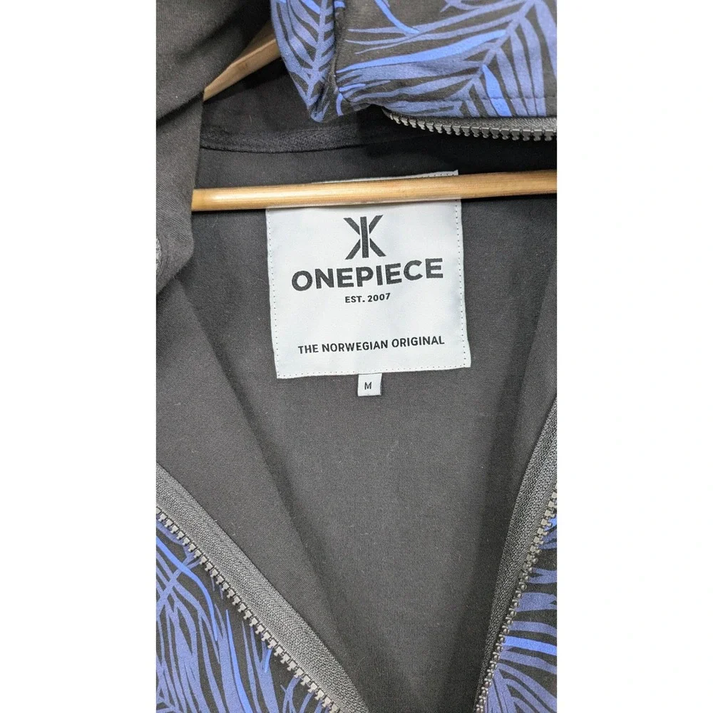 OnePiece Norwegian Original Jumpsuit Medium Blue Leaf Hooded Zip One Piece - Picture 3 of 16